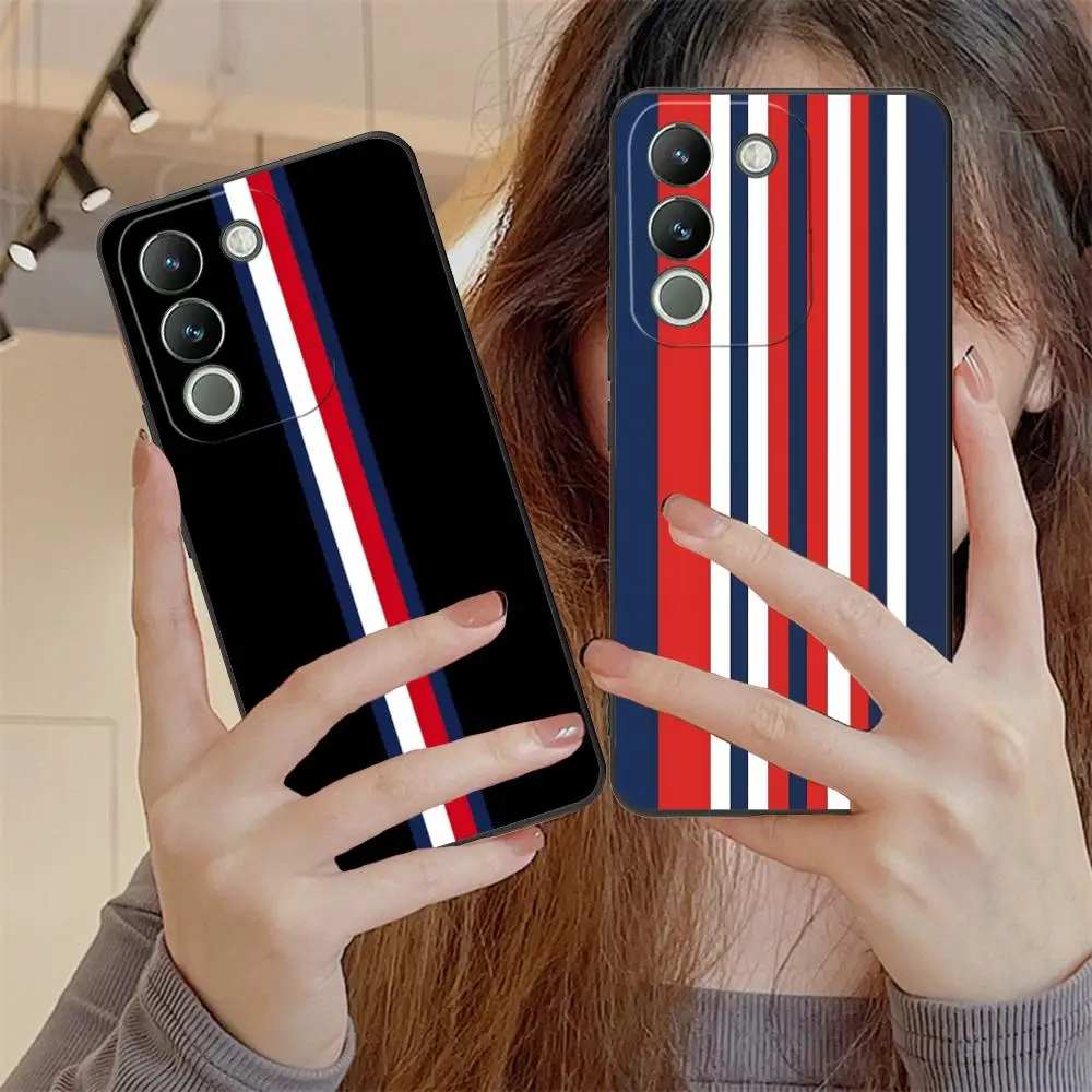 

Red Blue Stripe Phone Case for VIVO V60 V50 V40 V30 V29 V27 V25 V23 Pro Lite 5G Soft TPU Shockproof Cover