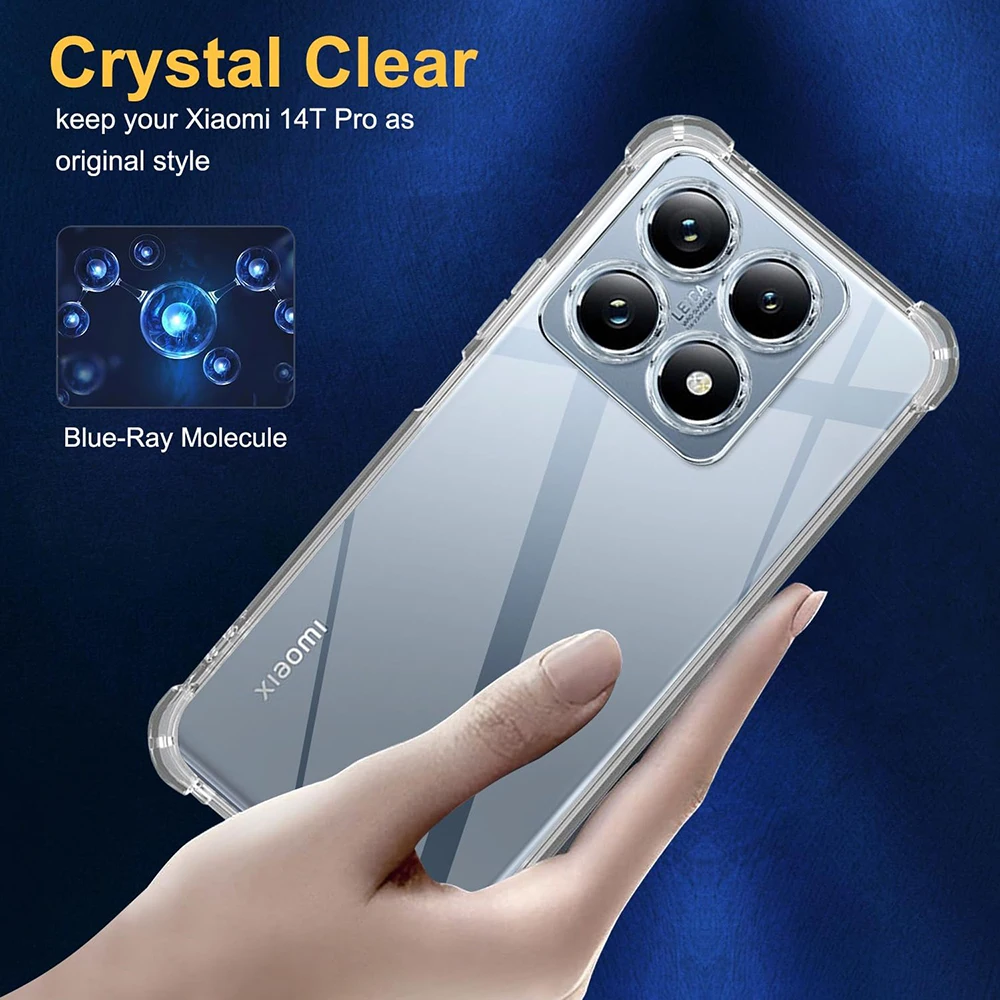 Luxury Transparent Phone Silicone Case For Xiaomi Mi 14 14T Pro Ultra Shockproof Back Cover For Xiaomi Xiomi 14 T Pro 14Pro 5G