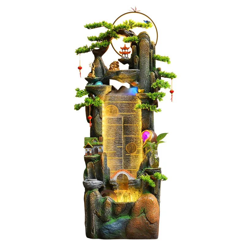 Rockery flowing water feng shui wheel transfer ball circulating water living room office fish tank opening gifts