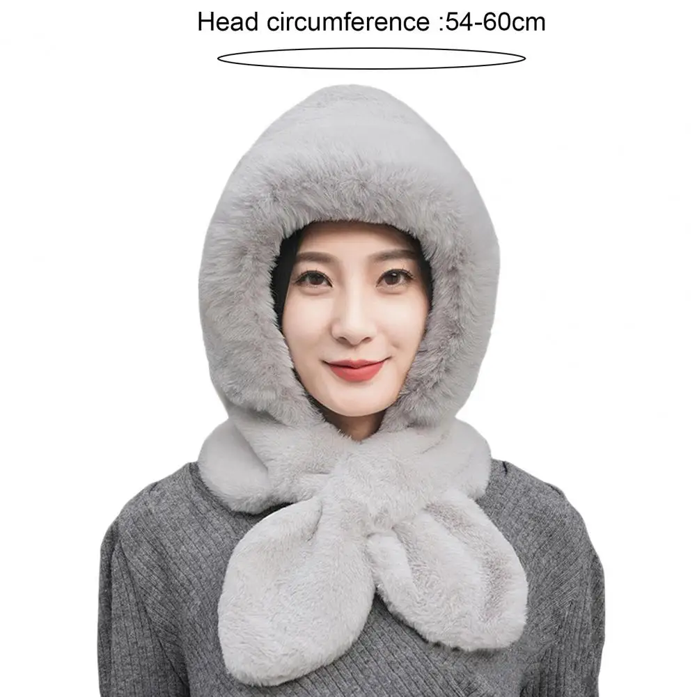 2024 Women Hat Scarf All-in-one Winter Versatile Cute Plush Cap Warm Thickened Anti-freezing Windproof Hooded Scarf Cold Weather