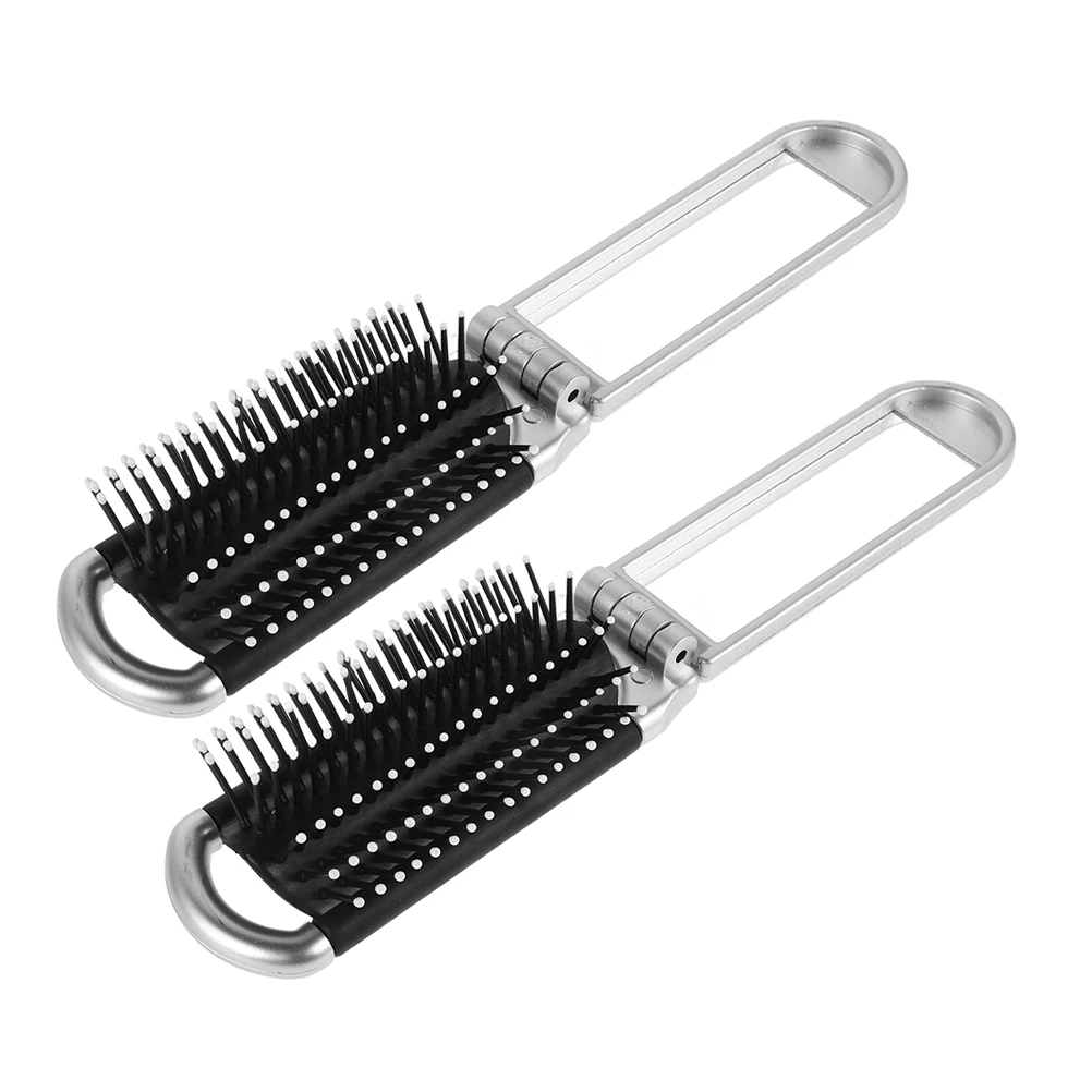 

2Pcs Foldable Mirror Hair Brush Compact Bristles Travel Portable Comb High Definition Beauty Tool Pocket for School