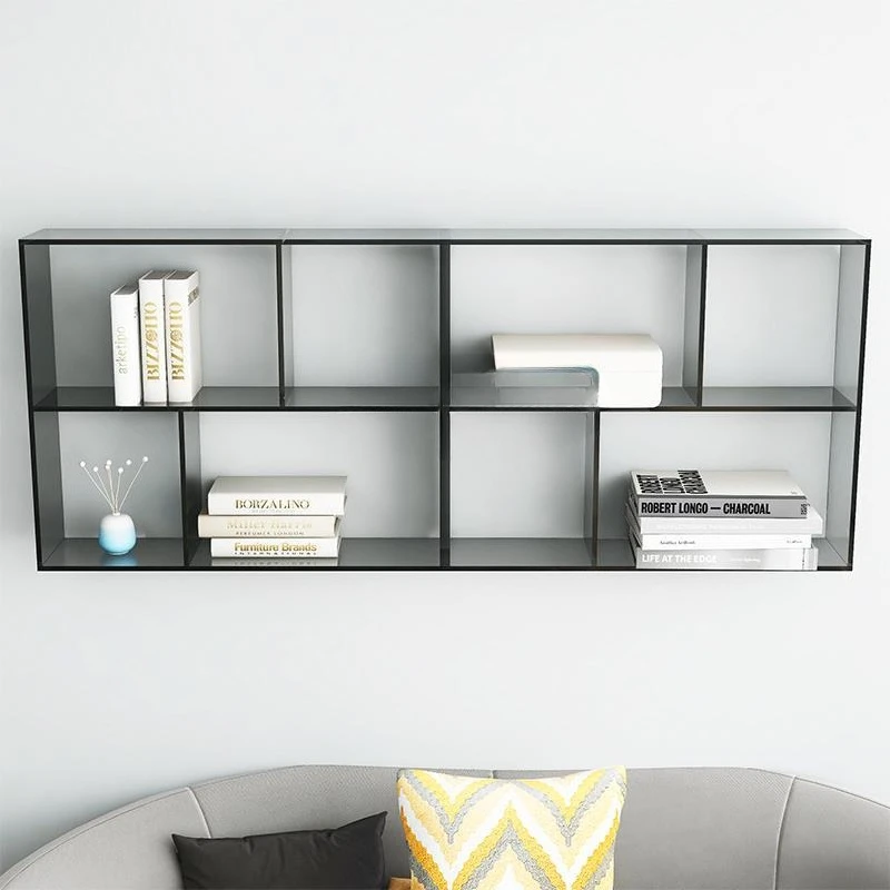 رف كتب صغير فاخر وخفيف الوزن لغرفة المعيشة المنزلية وخزانة كتب شفافة من الأكريليك وشكل رف أرضي بسيط متكامل