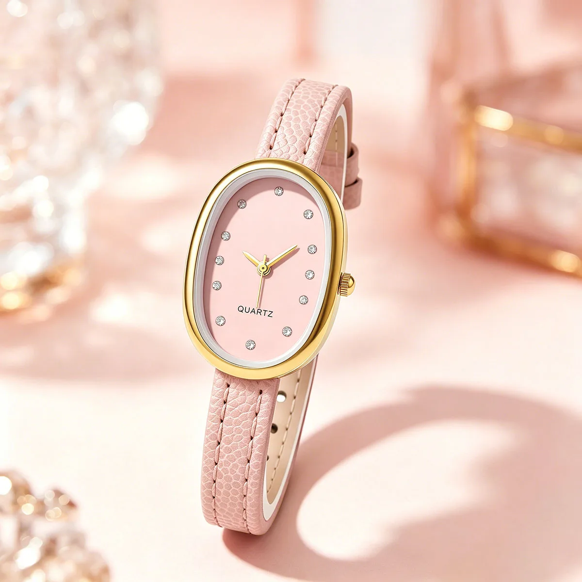 Women Casual Simple Business PU Leather Strap Oval Quartz Watch Student Ladies Wristwatches image 4