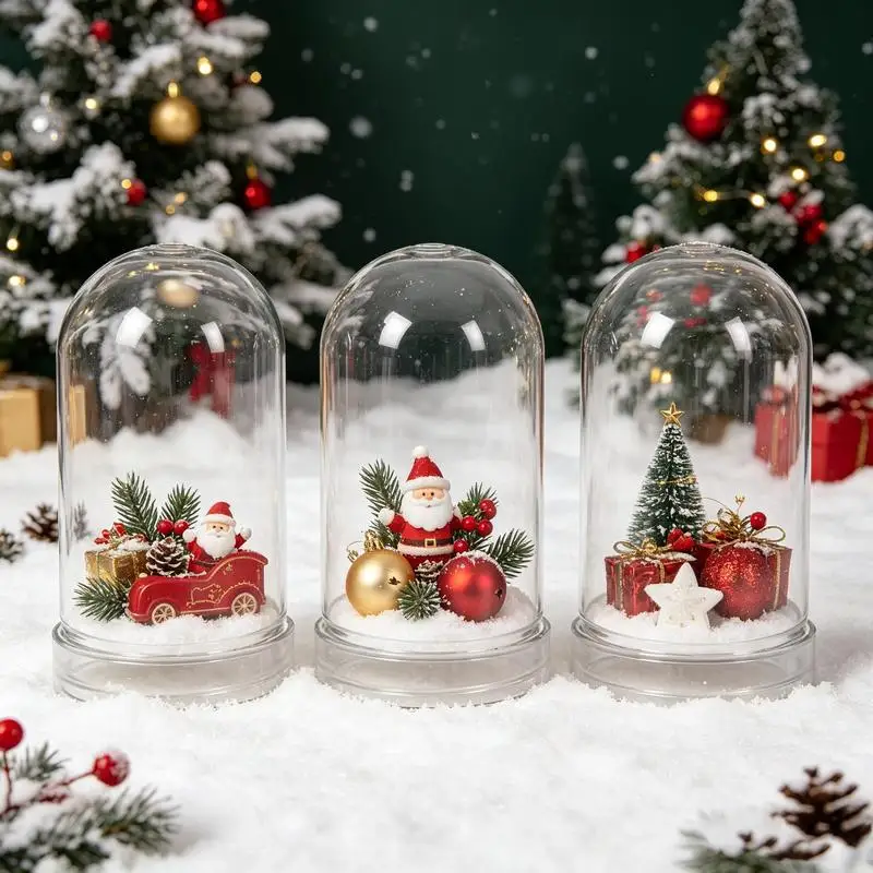 5Pcs Plastic Bell Dust Cover, Clear Dome Display Container with Threaded Base for Crafts Ornaments Desktop Home Decoration