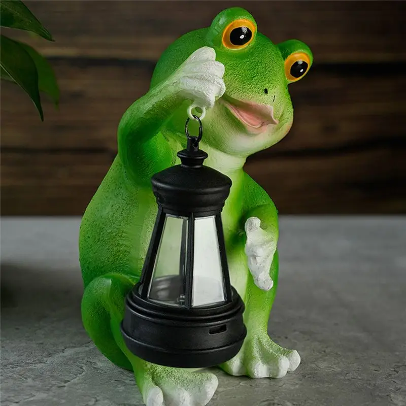 B62B-Simulation Frog Animal Solar Lantern Garden Courtyard Home Balcony Porch Resin Ornaments
