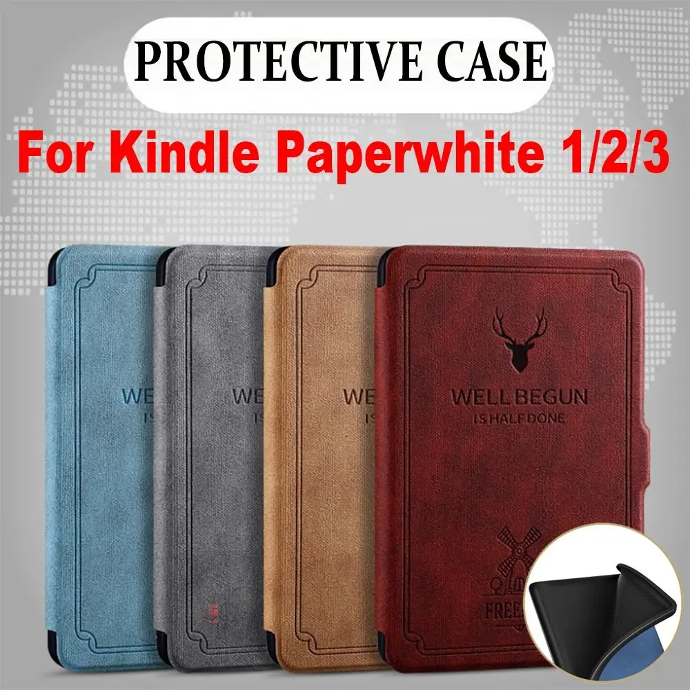 

PU Leather 6 inch E-Reader Smart Case Funda Shockproof DP75SDI Protective Shell Soft Auto Sleep/Wake for Kindle Paperwhite 1/2/3