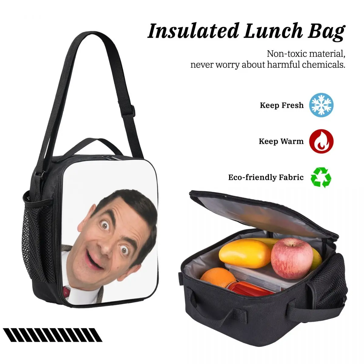 Mr. Bean กระเป๋าเป้สะพายหลังนักเรียนชายหญิง BookBag กระเป๋านักเรียนกระเป๋าสะพายคอมพิวเตอร์ 3ps ถุงอาหารกลางวันฉนวนดินสอกรณี