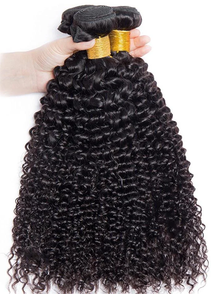 Brazilian Kinky Curly Hair Bundles 100% Human Hair Extensions Nature Color Bundles for Women