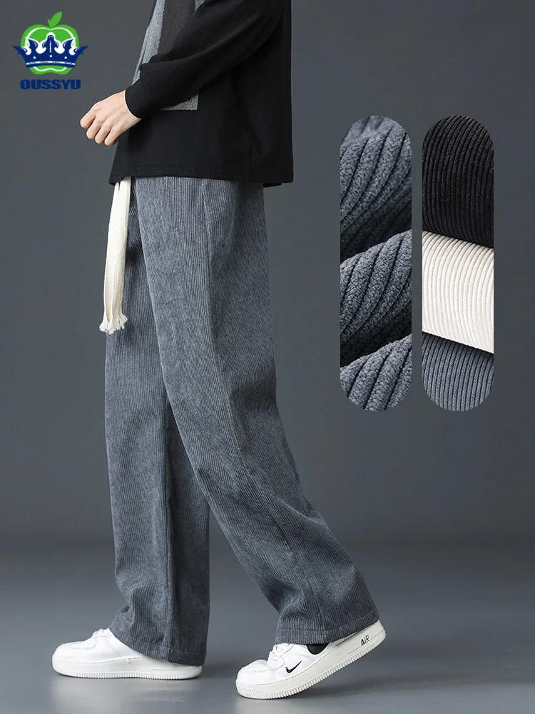 

Осенне-зимние мешковатые вельветовые брюки мужские Harajuku хип-хоп Y2K с эластичной резинкой на талии уличные спортивные штаны Jogger серые повседневные брюки мужские