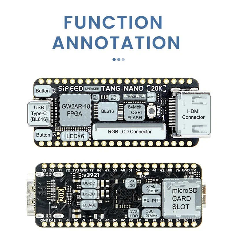 Tang Nano 20K FPGA Development Board RISCV Linux For Retro Game Player Easy Install Easy To Use