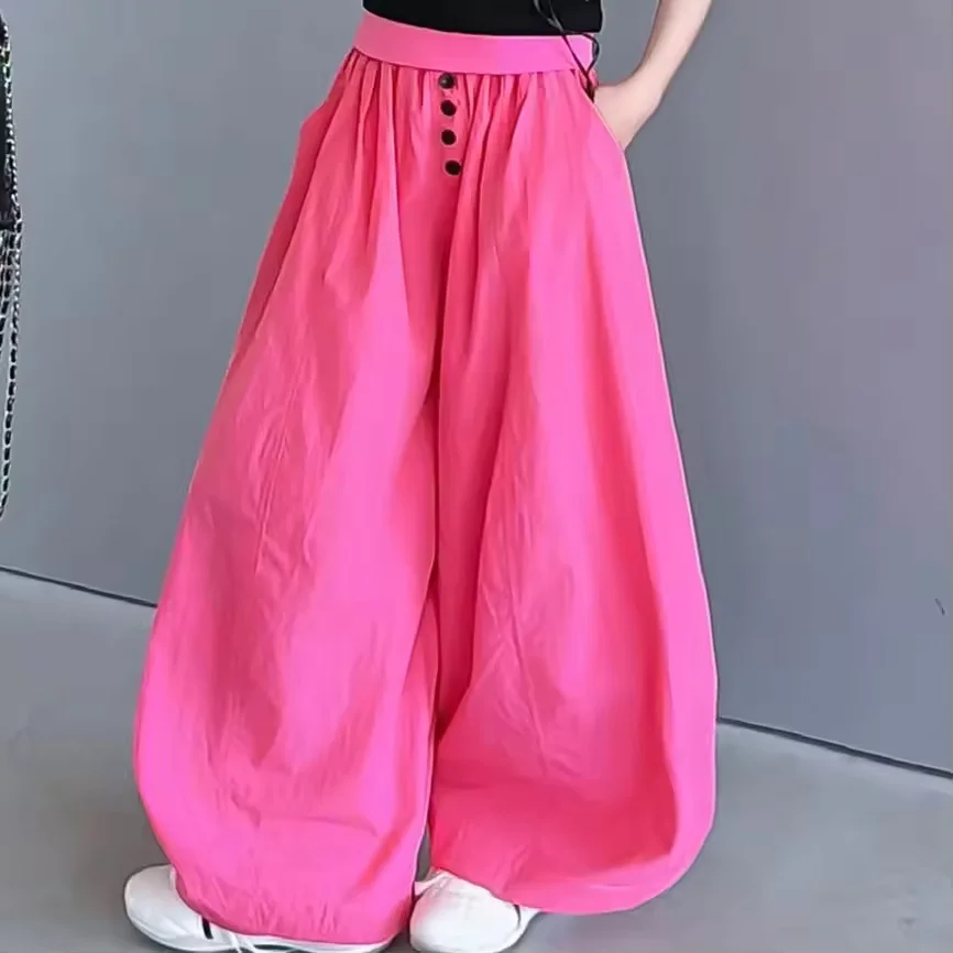 Children Casual Sweatpants Girls Summer Quick-dry Wide-leg Pants Kids Trousers for Modern Hip Hop Street Dancewear Jazz Dance
