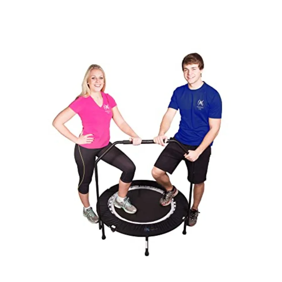 Maximus PRO Faltbares Rebounder Fitness-Trampolin Indoor Mini-Übungstrampolin für Erwachsene mit Stange Hochwertige Sprungplatte Rot Li
