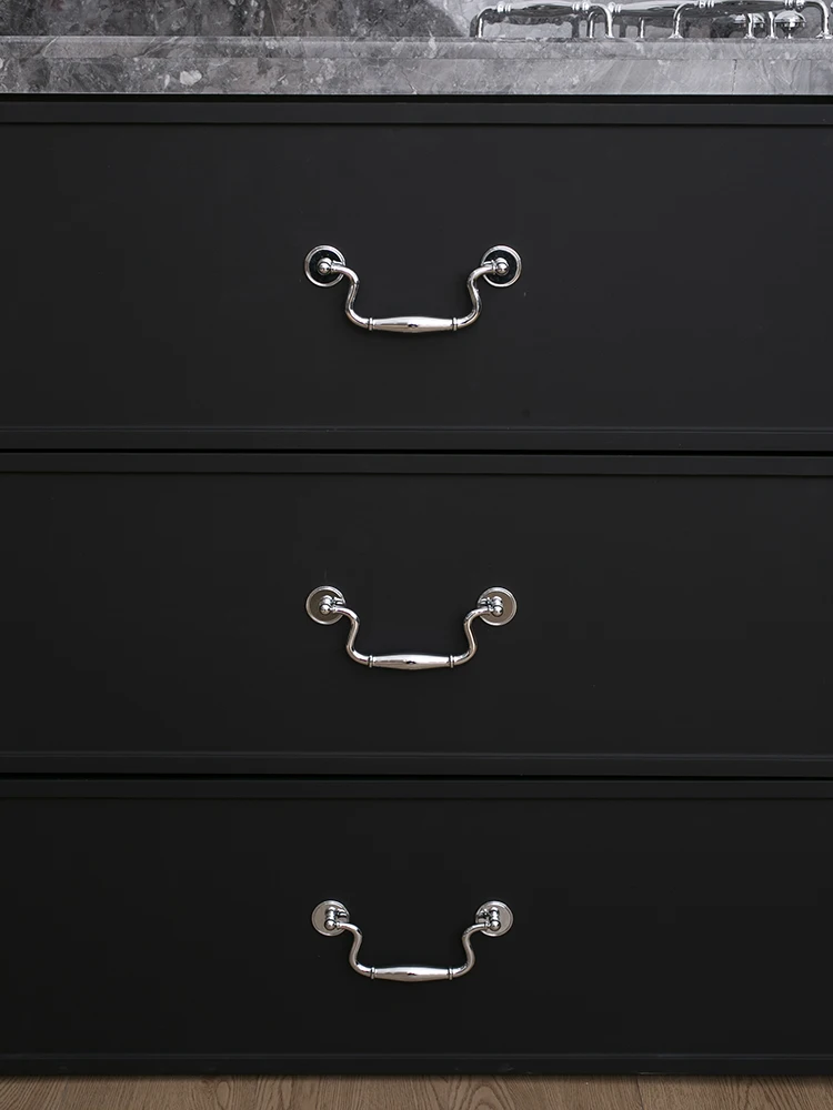 Furniture Silver Handle Solid Brass Handle Bedroom Closet Wardrobe Door Handle Kitchen Drawer Shining Drawer Handles