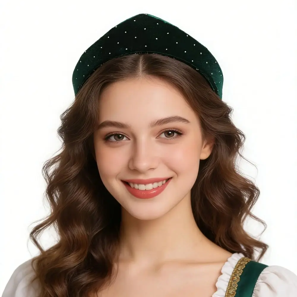 

Ретро-элегантная бархатная повязка на голову со стразами в виде короны, треугольная губчатая повязка для волос в стиле барокко, классический однотонный эластичный ободок для банкетов