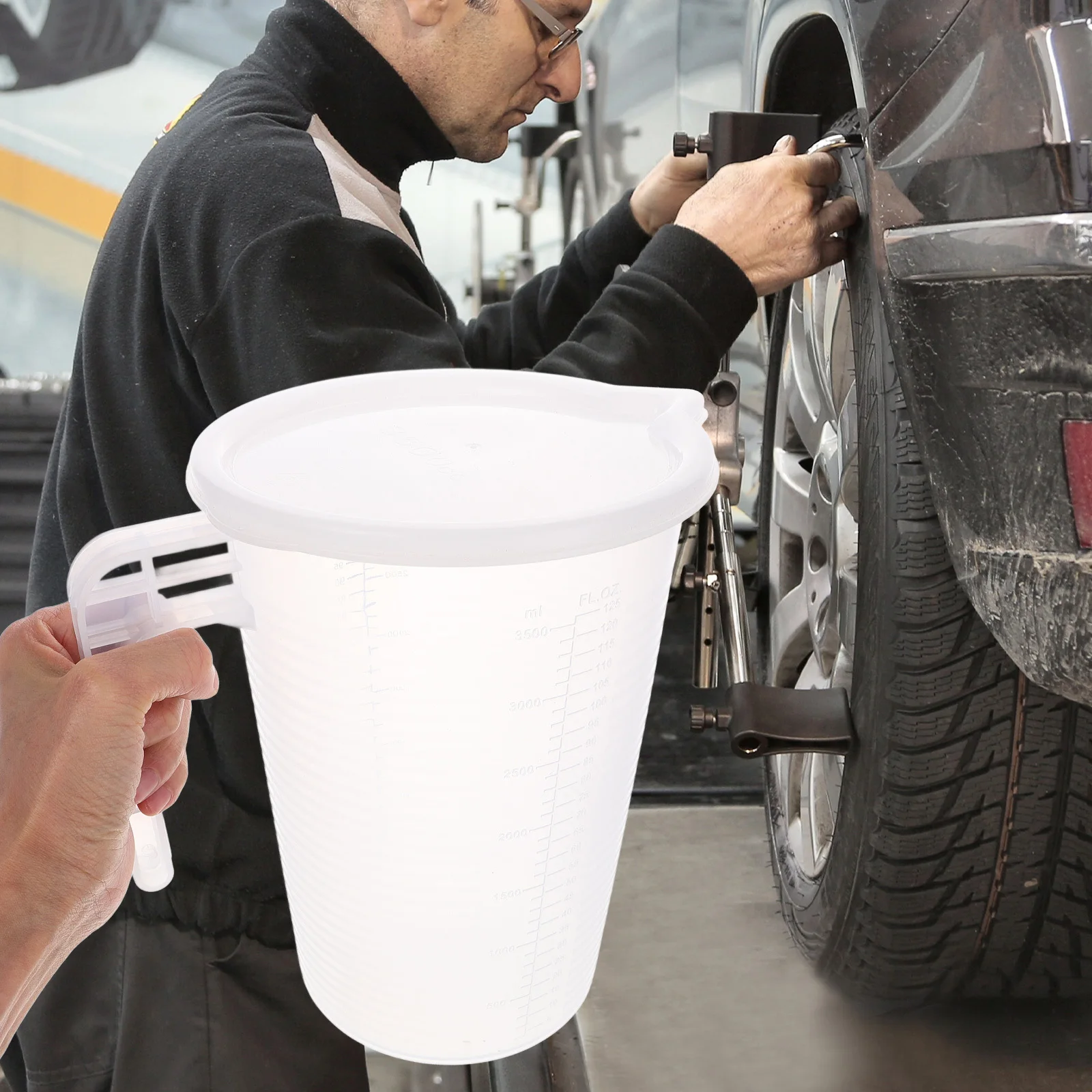 

Oil Measuring Cup 3500Ml Large Capacity Plastic Measuring Pitcher For Liquids Motor Oil Juice Milk Automotive Fluids