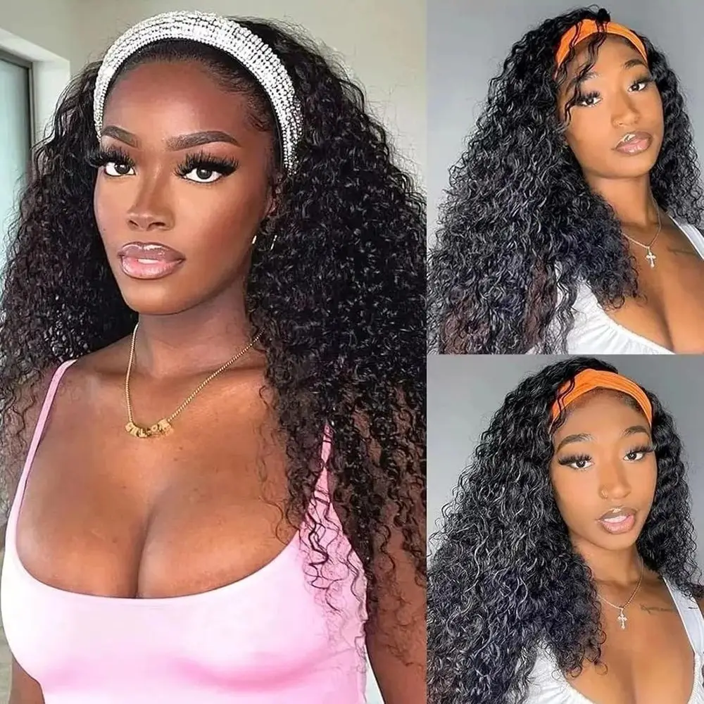 

Влажные и волнистые афро-полупа парики для чернокожих женщин — плотность 180%, смешанные человеческие и синтетические волосы, 24 черных