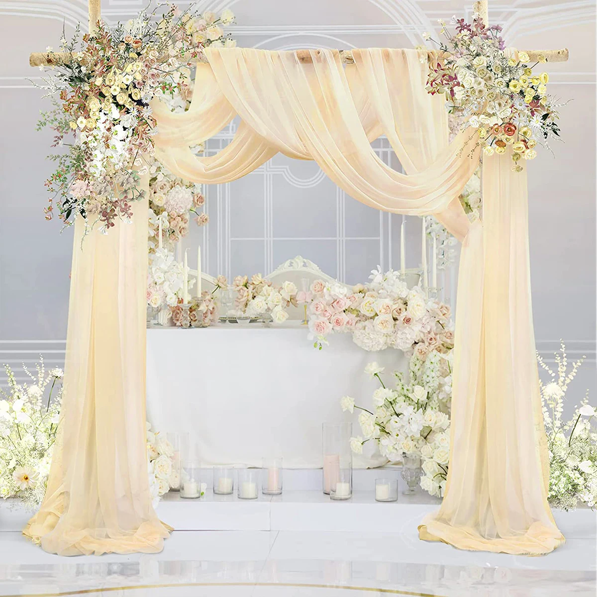 Wedding Arch Drape Chiffon Fabric Draping Curtain Drapery Wedding Stage Backdrop Draping Ceremony Reception Hanging Decoration