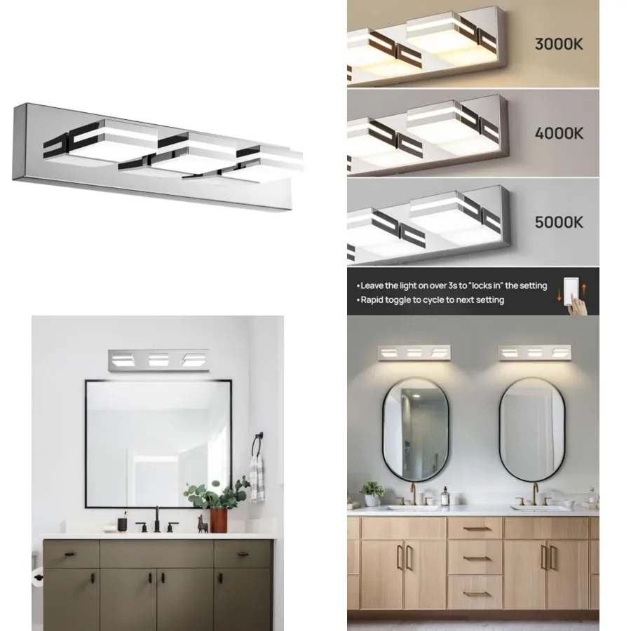 

Modern Bathroom Vanity Light, Bathroom Light Fixtures Over Mirror, 22", 3-Light LED Vanity Light 3000K 4000K 5000K CCT Adjustab