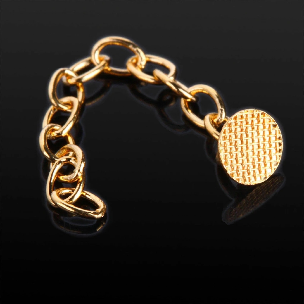 2Pcs/bag Dental Orthodontic Lingual Button with Traction Chain Gold Round Mesh Base