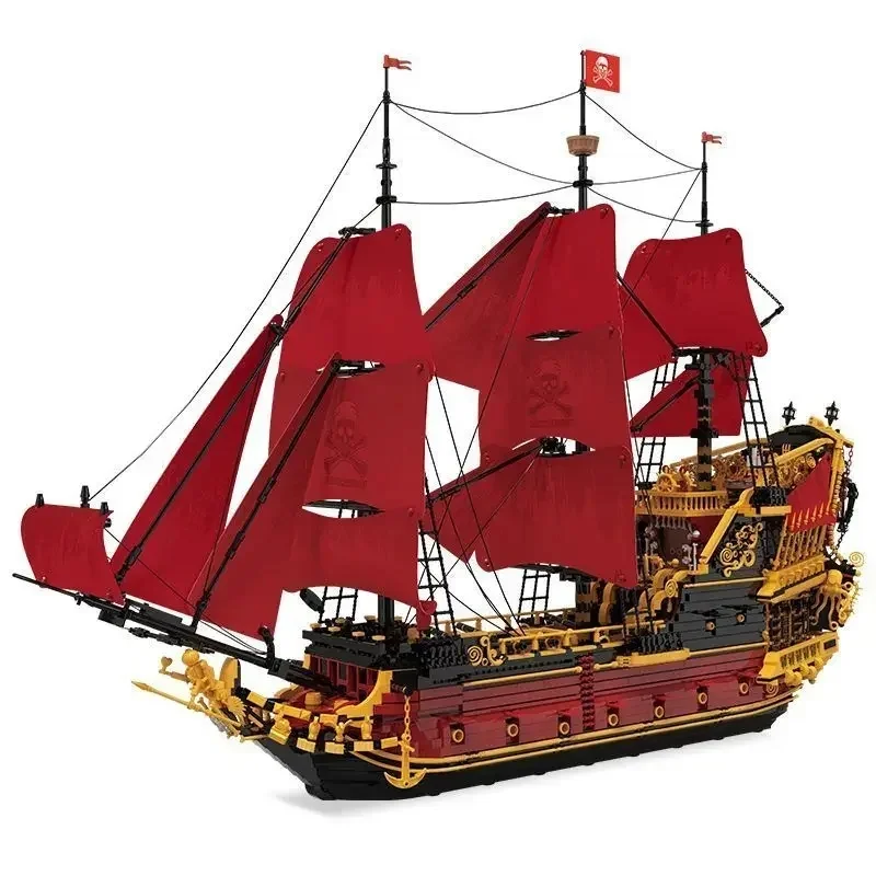 Reobrix 66049 Queen Anne of the Caribbean Revenge Pirate Ship Assembly Model Toy Gift