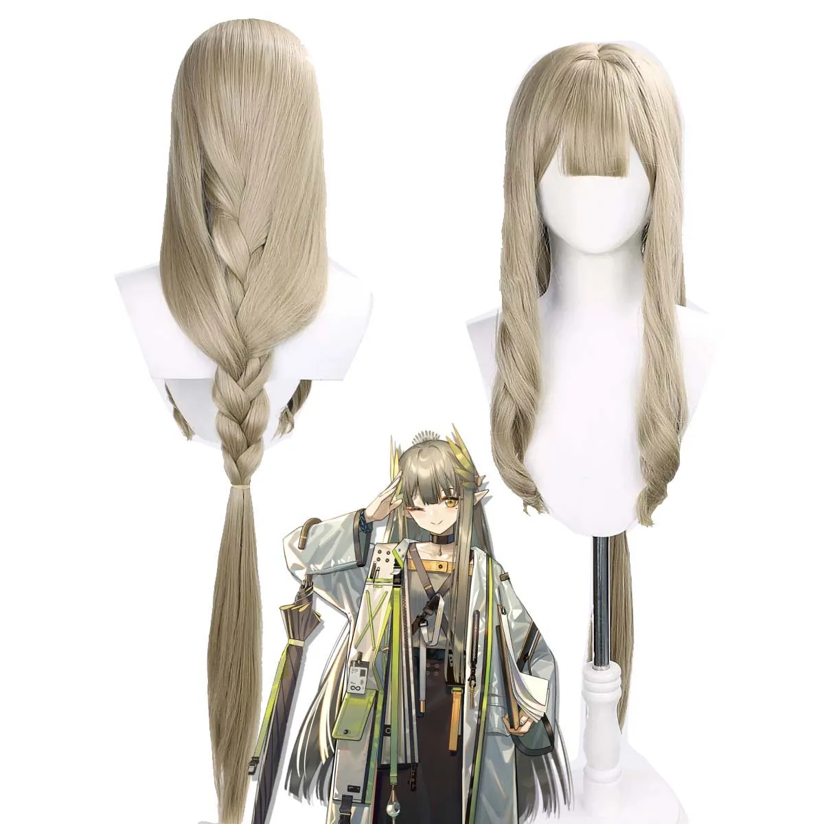 

Halloween Game Arknights Muelsyse Long Synthetic Hair Wig