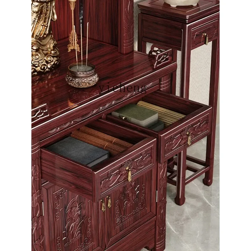 Q-3  Rosewood Solid Wood Buddha Shrine Red Wood Offering Table Household Standing Offering Table Buddha Cabinet