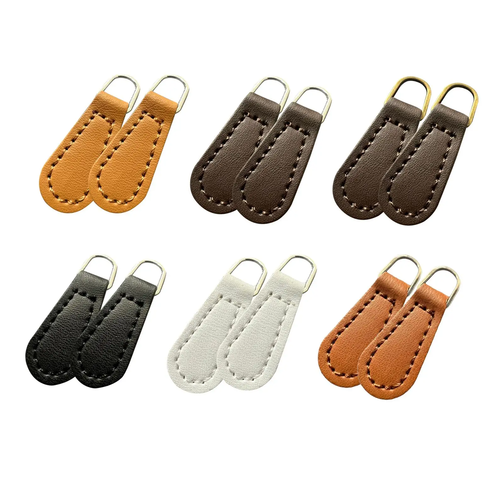 2Pcs Zipper Pulls Zipper Heads PU Leather for Repair Replacement Pullers Pull Tabs for Purses Backpacks Bag Luggage Suitcase