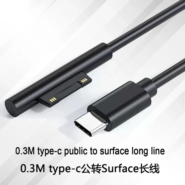 Fuente de alimentación USB tipo C, adaptador de cargador rápido PD, Cable rápido USB C para Microsoft Surface Pro 7/6/5/4/3 Book/Book 2 0,2 M 1,5 M 1,8 M