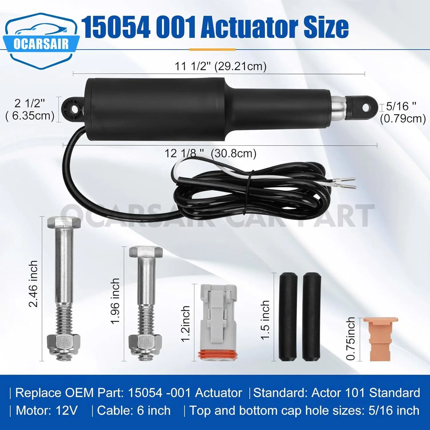 Trim Tabs Actuator Assembly for Lenco Marine 15054-001 20400-001 12V Trim Tabs Actuator 101 Standard 2 1/4in Cable