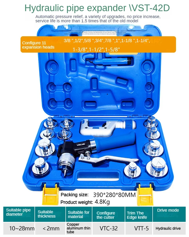 Hydraulic Tube Expander VHE-29D/VHE-42D Copper Tube Riser Welded Air Conditioner Tube Riser