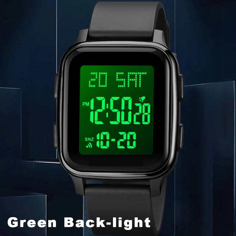 패션 스포츠 남자 시계 방수 다기능 전자 시계 알람 시계 빛나는 남자 LED 학생 디지털 손목 시계