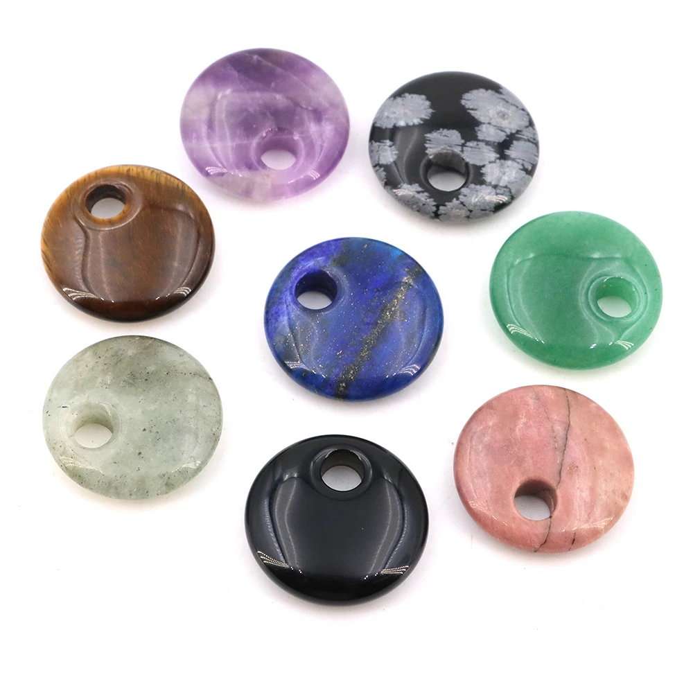 

22mm Big Hole Natural Stone Beads Round for Women Man Energy Amethysts Pink Quartz Lapis Lazuli Jewelry Making Pendant Necklace