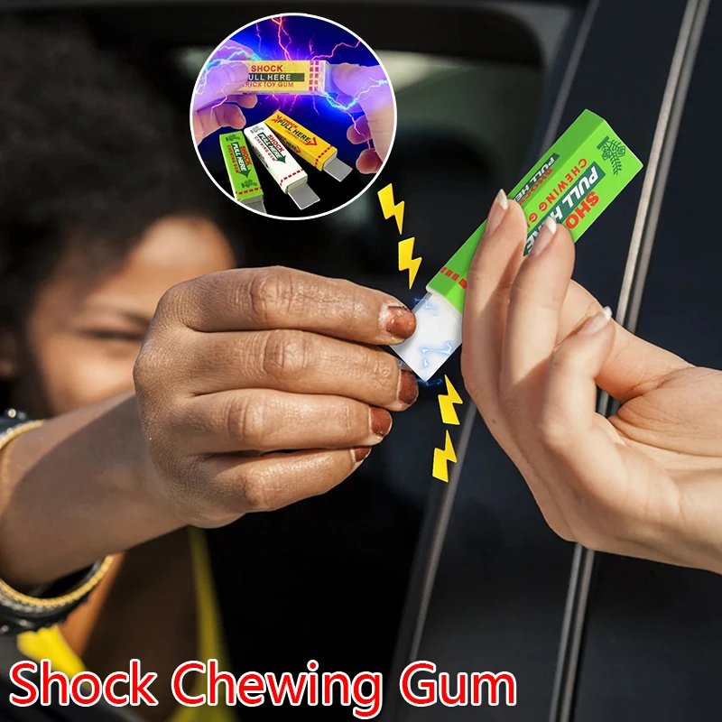 Trick electric chewing gum, charged chewing gum, pranks on friends, interactive entertainment, fun and excitement