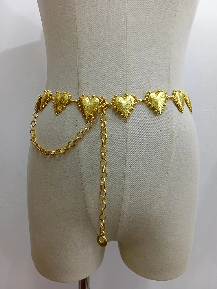 

SIlver Gold Heart Metal Waist Belt Women Y2K Summer Dress Shirt Belly Chain Hotselling Gilrs Fashion Punk Belt Cinto Ancho Mujer