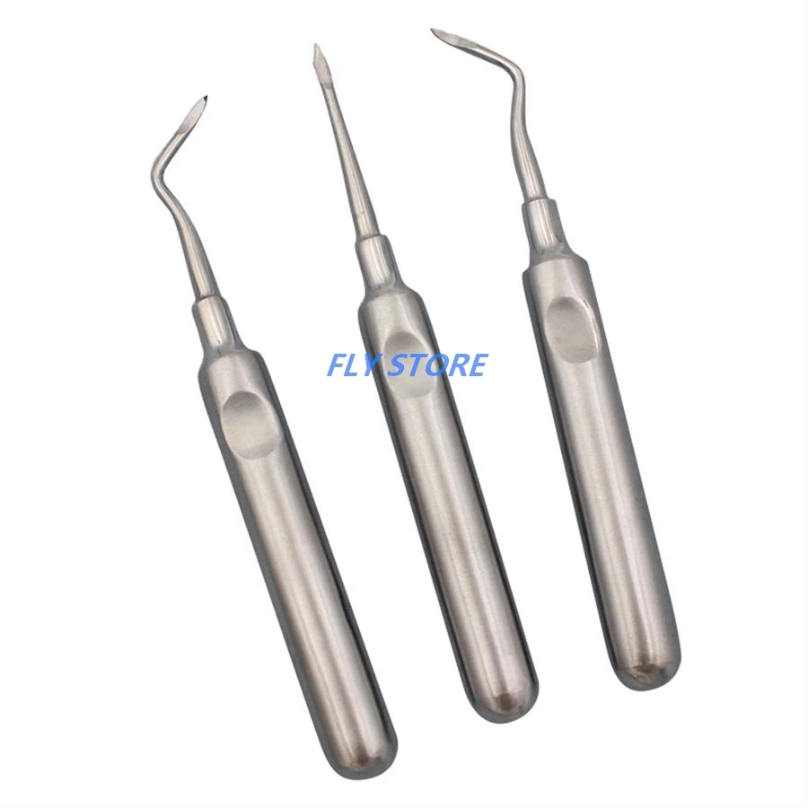 

3Pcs Stainless Steel Dental Luxating Lift Elevator Teeth Clareador Curved Root Hexagon Handle Dentist Surgical Instrument Tool