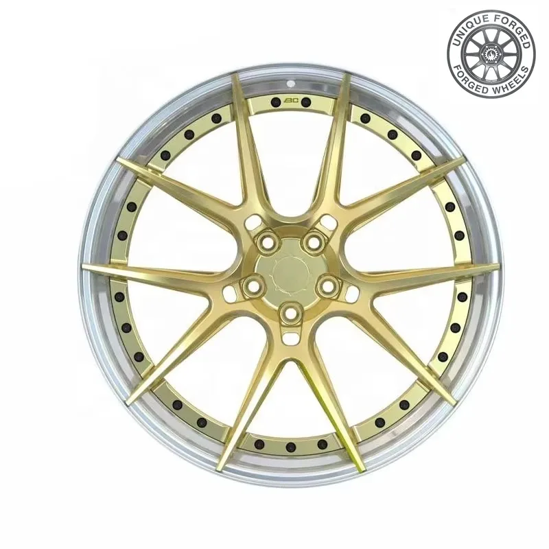 26 Style Rimpower 21x10 21 Inch Customized 2‑piece Hyper Gold 5x108 Cnc Machined Forged Wheels Car Fit For Volvo Xc90