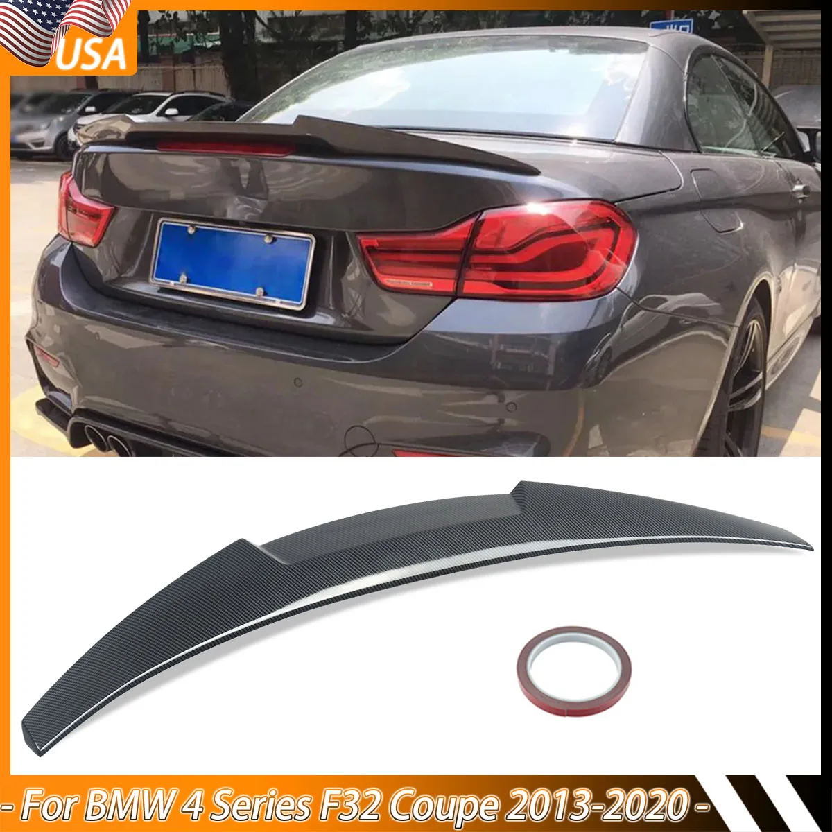 

M4 Style Rear Tail Wings Carbon Fiber Look For BMW F32 4 Series 2013-2020 Rear Trunk Spoiler Wings Lip Magickit