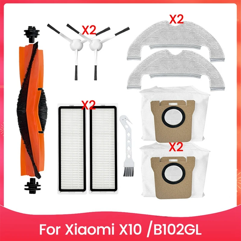 

10PCS Vacuum Cleaner Brush Dust Bag Filter And Mop Cloth Set For Xiaomi X10 B102GL Vacuum Cleaner Replacement Parts