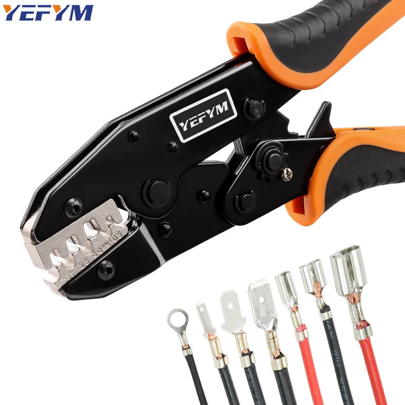 HX-03B Crimping Tool for Non-Insulated Open Barrel Terminals AWG20-10 Ratchet Wire Tool,2.8/4.8/6.3 Spade Connector Crimper