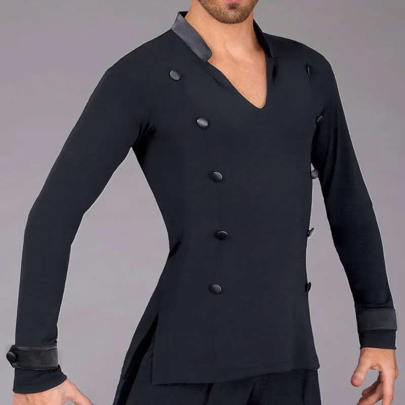 Ropa de baile de actuaciones estándar para hombres, esmoquin avanzado negro de alta calidad, ropa de baile latino de salón, vals y Flamenco