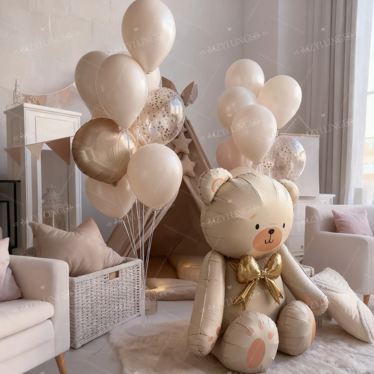 القوس الحليب الأبيض الدب بالون الرمال الأبيض اللاتكس بالون لحفلة عيد ميلاد اقتراح الزفاف دش بالون للزينة صور الدعامة