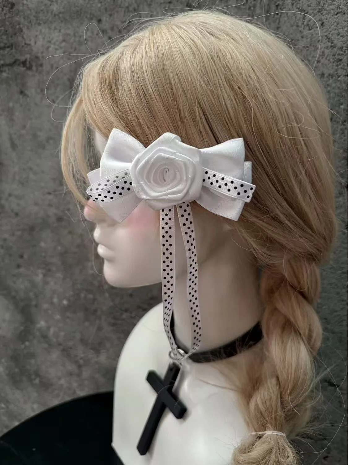 1 PC Original Handmade Polka Dot Big Bow Rose VINTAGE สาว Lolita Subculture Headdress Retro เข็มกลัด Hairpin อุปกรณ์เสริมผม