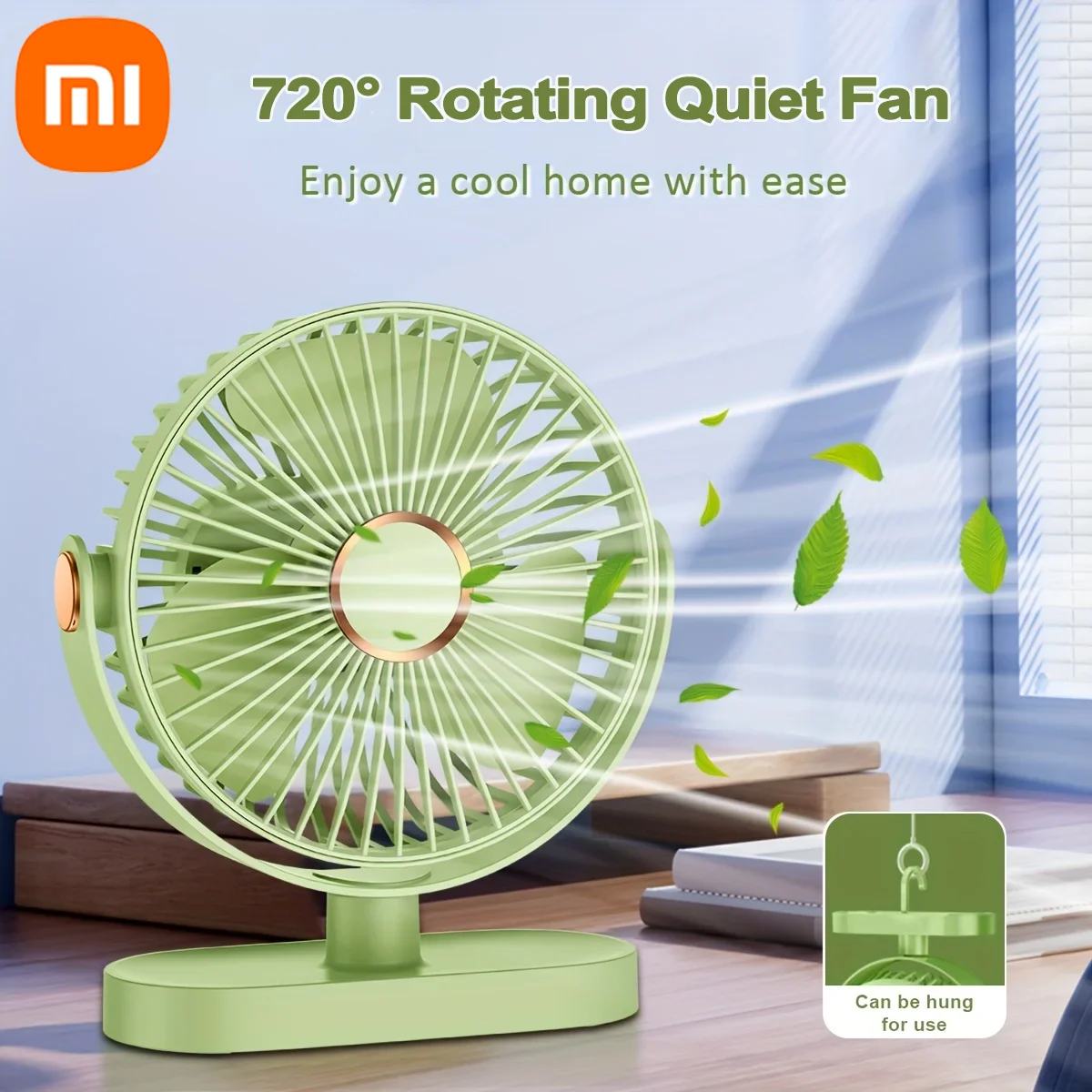 Xiaomi Mijia-ventilador de escritorio portátil, dispositivo silencioso con 5 velocidades ajustables, USB, con luz nocturna, adecuado para el hogar, oficina y viajes