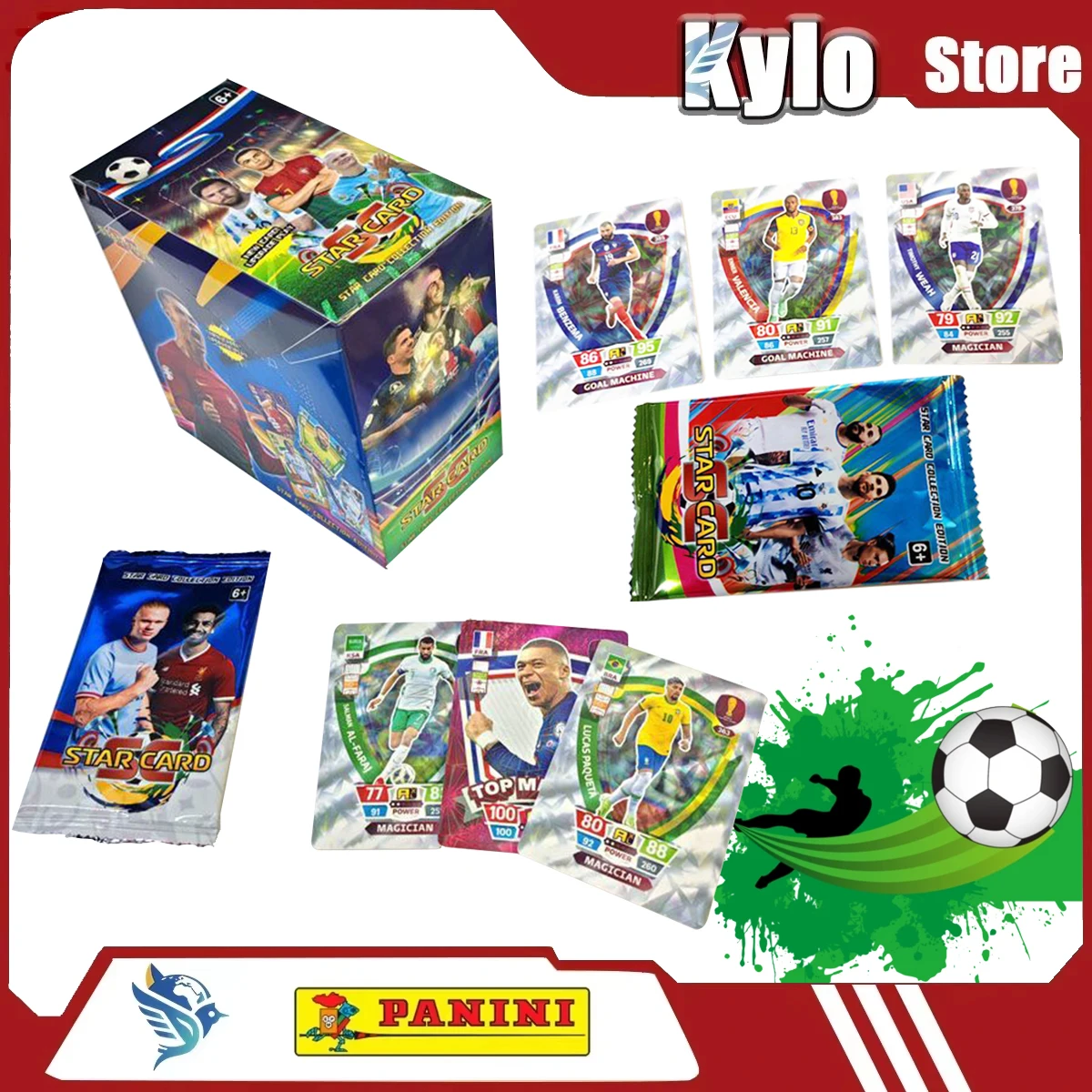 

1 коробка, 90 карточек Mbappe Messi Soccer Star, коллекционная карточка, европейская футбольная коробка со звездой, подарок на день рождения для фанатов, спортивная коллекционная карточка