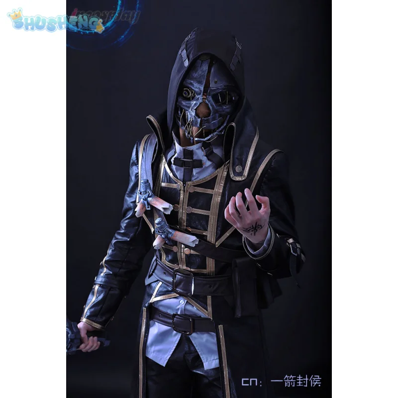 Dishonored Corvo Attano Косплей Начальный Королевская гвардия Костюм Пальто шляпа брюки пояс поясная сумка реквизит комплект Хэллоуин красивый мужчина униформа