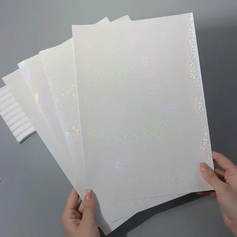 A4 Holographic Lamination Film 5Pcs Self Adhesive Sticker Sheets Waterproof Transparent for Labels and Scrapbook view 4
