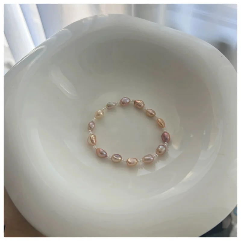 

Розовый, фиолетовый, светлый, натуральный пресноводный, нерегулярный, красочный, в стиле барокко, жемчуг, эластичный шнур, браслет
