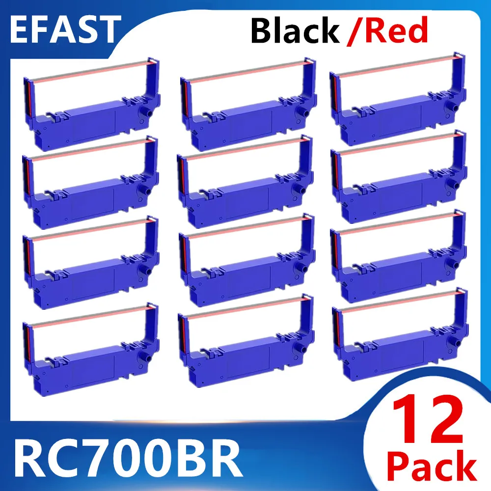 6 or 12 Pack Compatible Ink Ribbon for POS Receipt Printers Star RC700BR SP 700 SP700 SP712 SP717 SP742 SP747,Black/Red