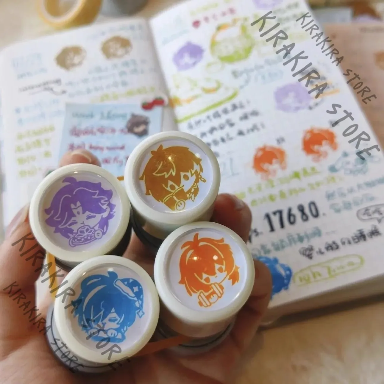 

Genshin Impact Venti Xiao Cartoon Stamper Signet Zhongli Diluc Kaeya Seals Creativity Seal Cosplay Anime Student Ornaments