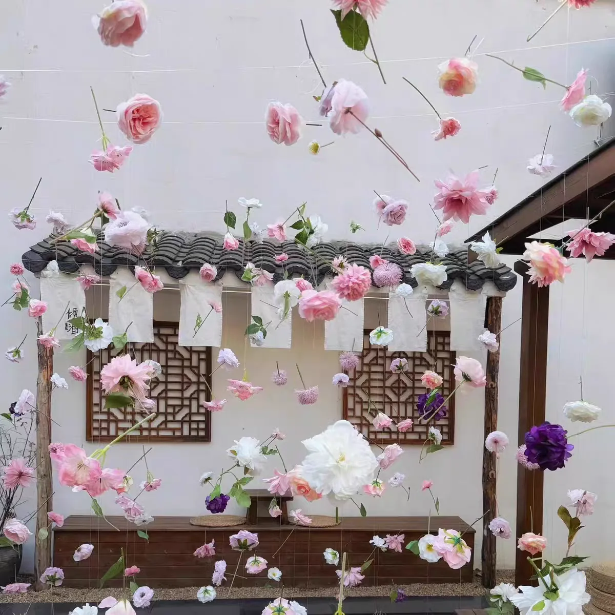 

Spring Decorative Artificial Flower Suspension Basket Waterfall Lacape DIY Home Decoration Rural Sle from China